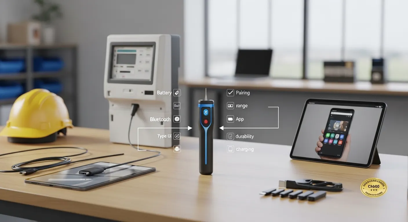 Bluetooth optical probe buying checklist with smart meter, tablet, charging cable and field selection criteria